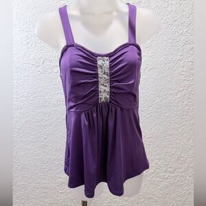 Purple Women's Top with Silver Accent